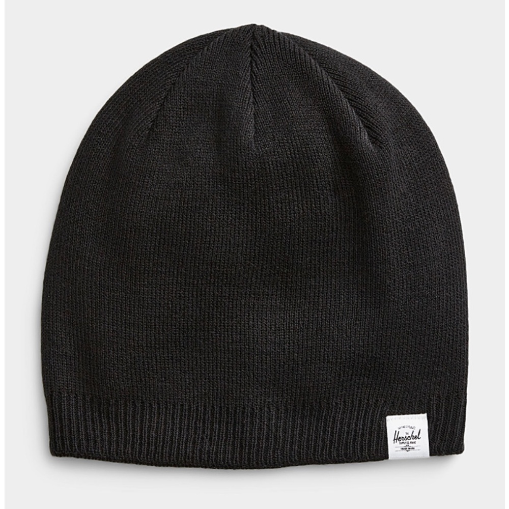 Herschel Blair unisex black ribbed trim solid tuque hat beanie NWT
